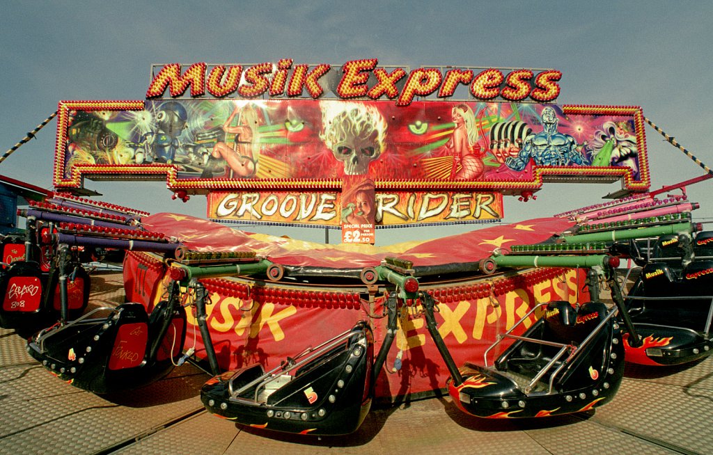 Fairground signage from travelling fairgrounds.