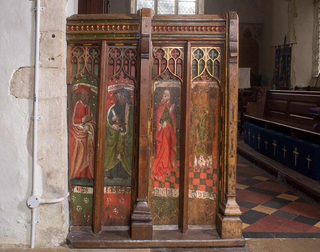 The rood screens at St Nicholas's church, Bedfield, Suffolk.