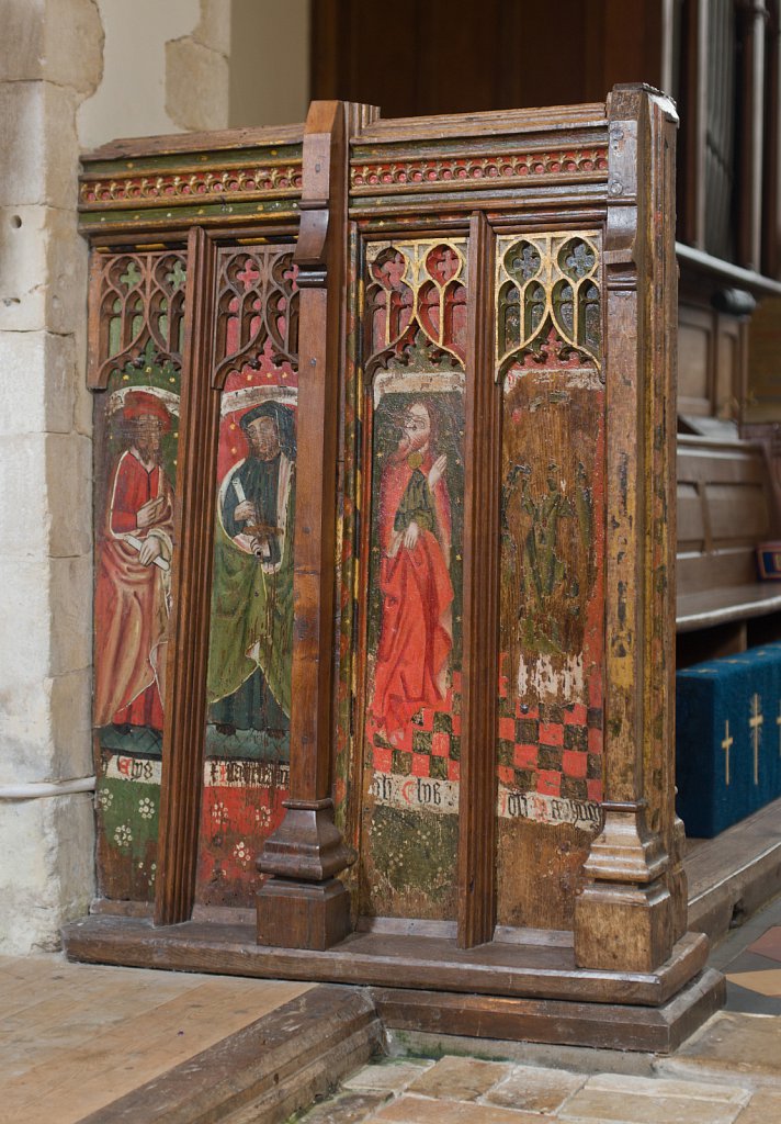 The rood screens at St Nicholas's church, Bedfield, Suffolk.