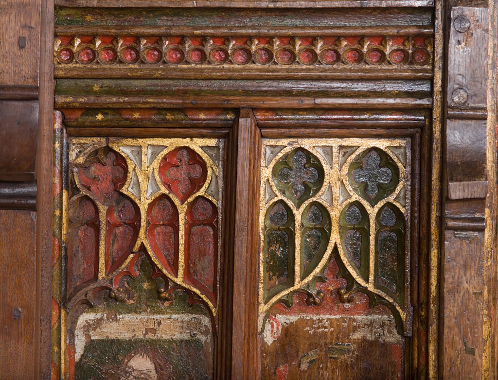 The rood screens at St Nicholas's church, Bedfield, Suffolk.