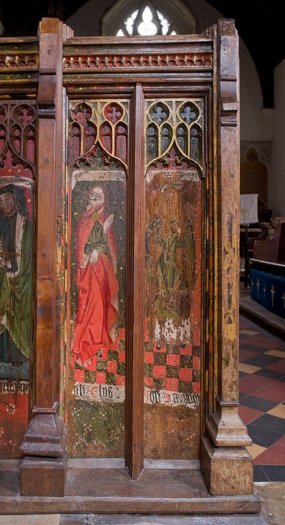 The rood screens at St Nicholas's church, Bedfield, Suffolk.