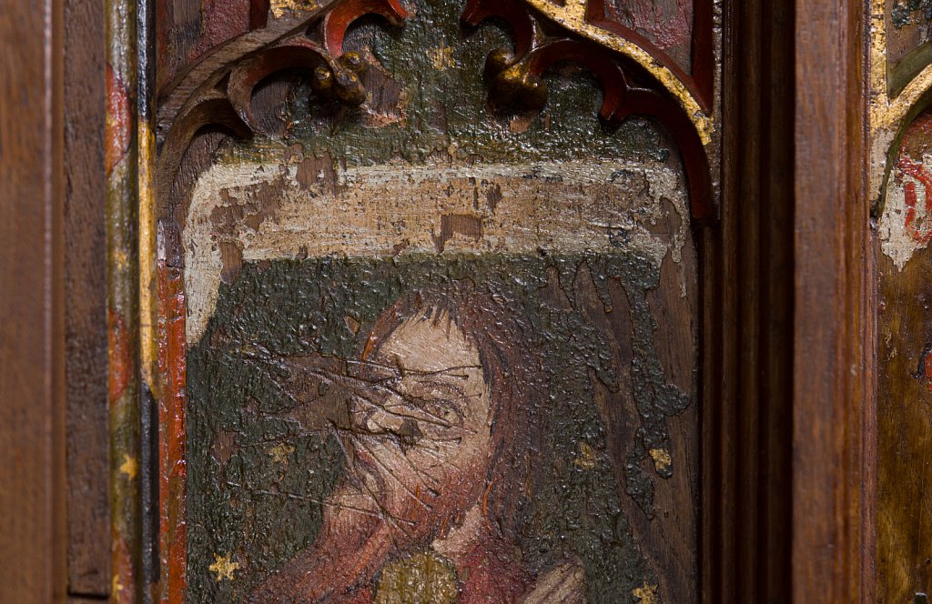 The rood screens at St Nicholas's church, Bedfield, Suffolk.