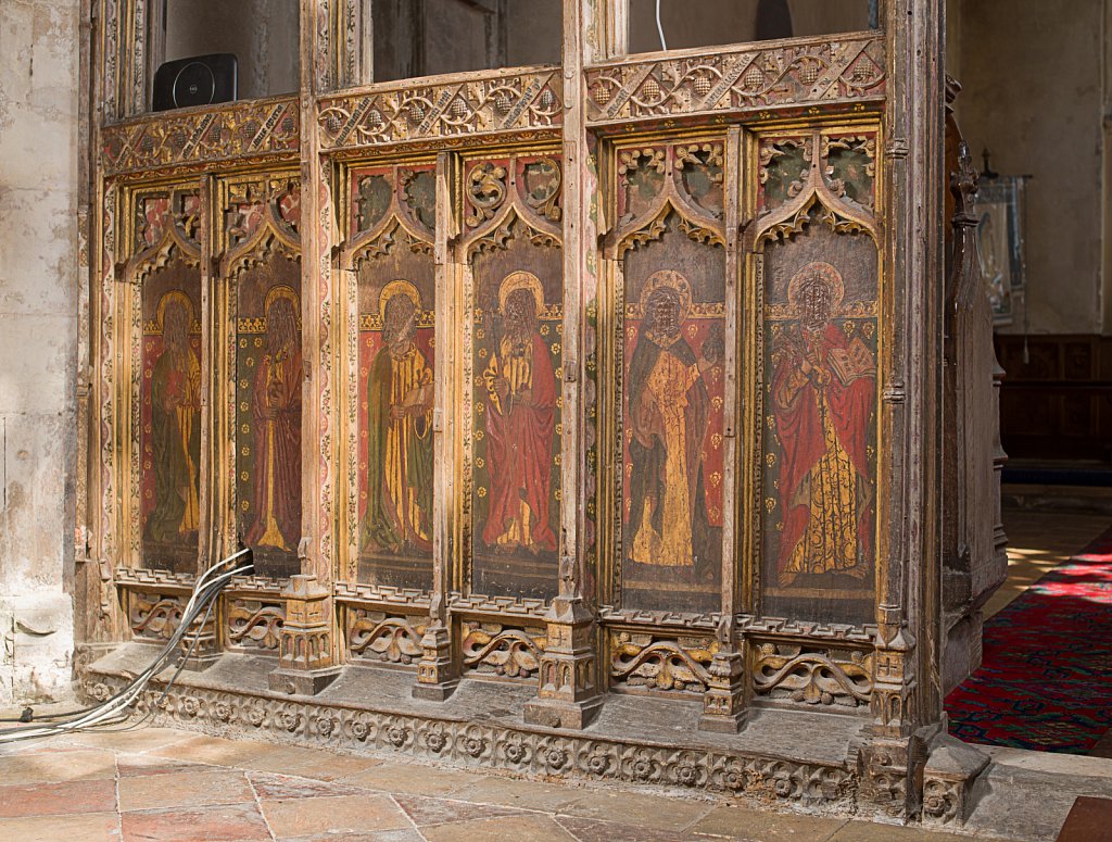  The rood screen and detail at St Botolphs Church, Trunch,Norfolk,UK