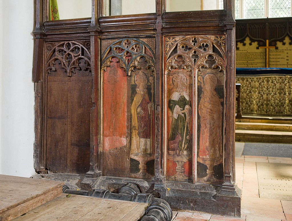 The rood screen and detail at the Church of Saint Peter & Saint Paul Barnham Broom, Norfolk,UK.