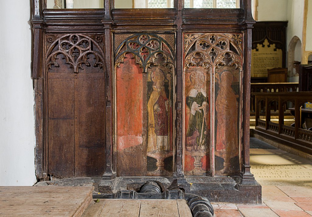 The rood screen and detail at the Church of Saint Peter & Saint Paul Barnham Broom, Norfolk,UK.