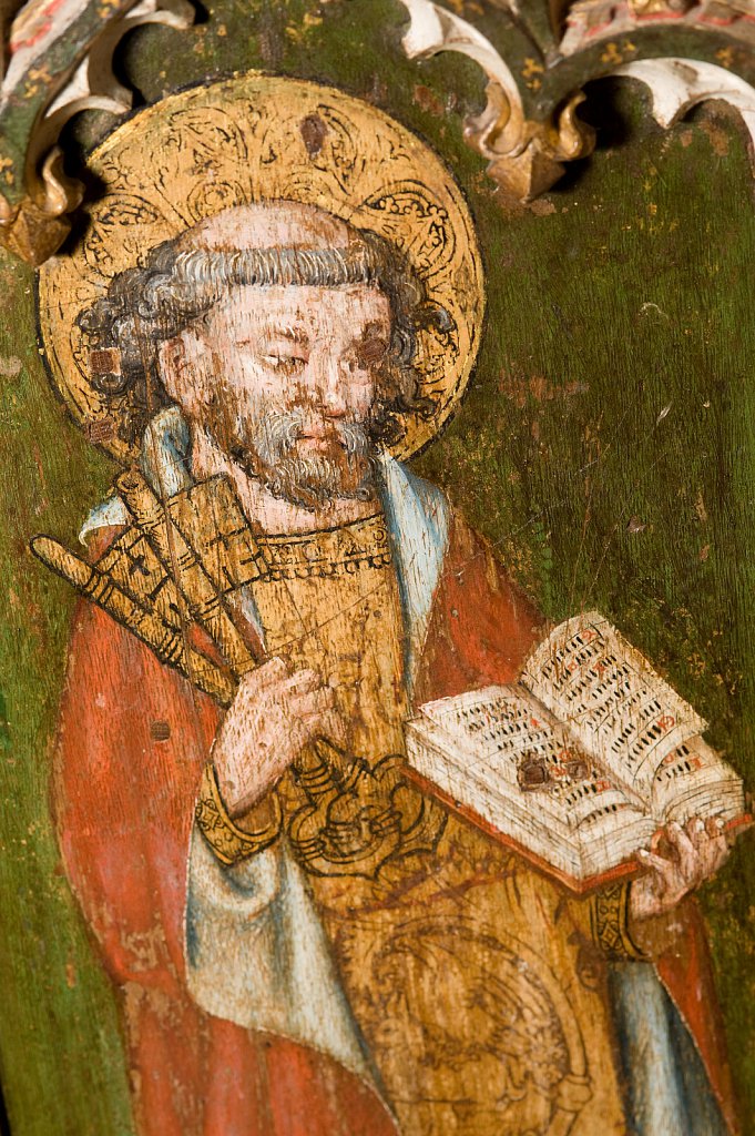  
The rood screen and detail at All Saints church, Filby, Norfolk, UK