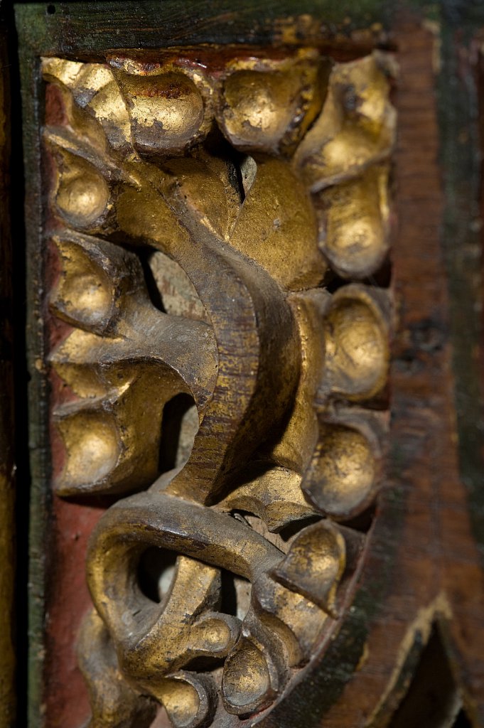 The Rood screen and detail at St Mary the Virgin, Yaxley, Suffolk,UK.