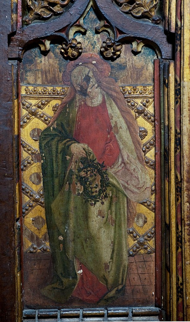 The Rood screen and detail at St Mary the Virgin, Yaxley, Suffolk,UK.