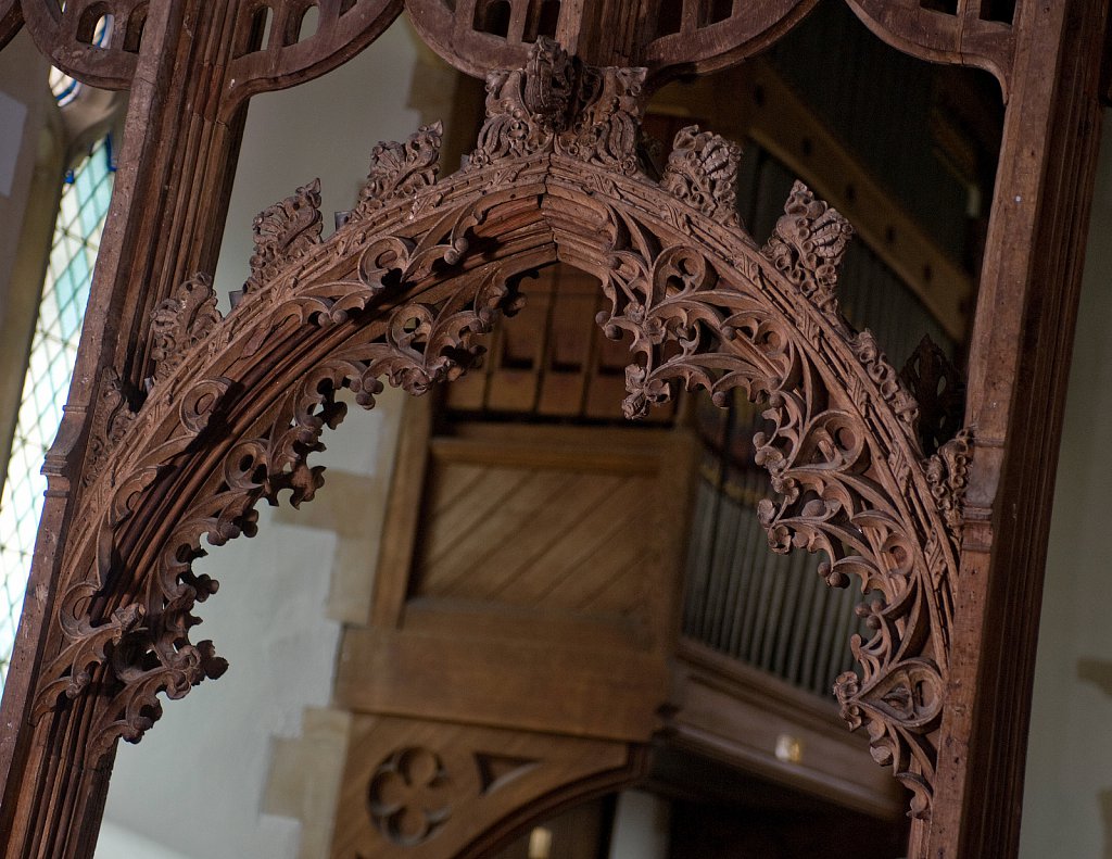 The Rood screen and detail at St Mary the Virgin, Yaxley, Suffolk,UK.