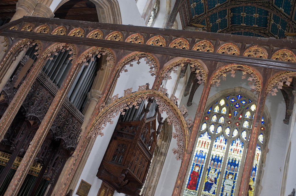   The rood screen and detail at St Edmund King & Martyr, Southwold, Suffolk,UK.