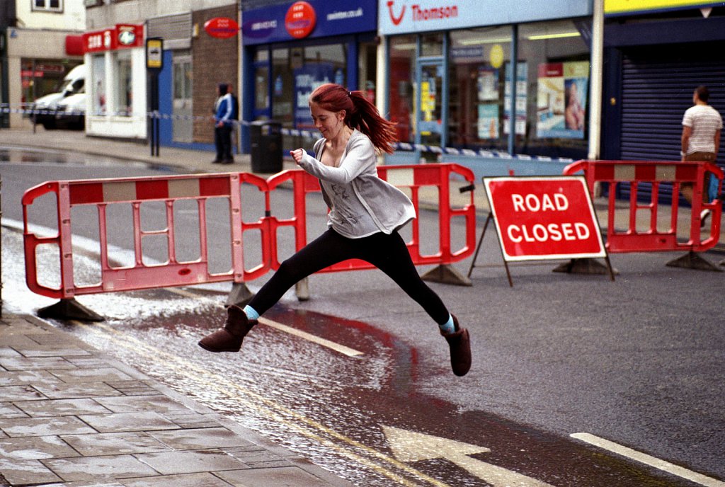  
Negotiating a burst water main on Regent Rd.