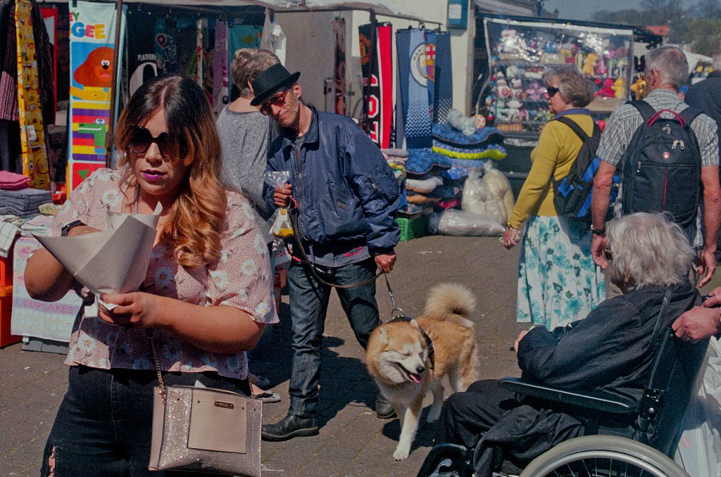 Visitors & stalls at the old market.