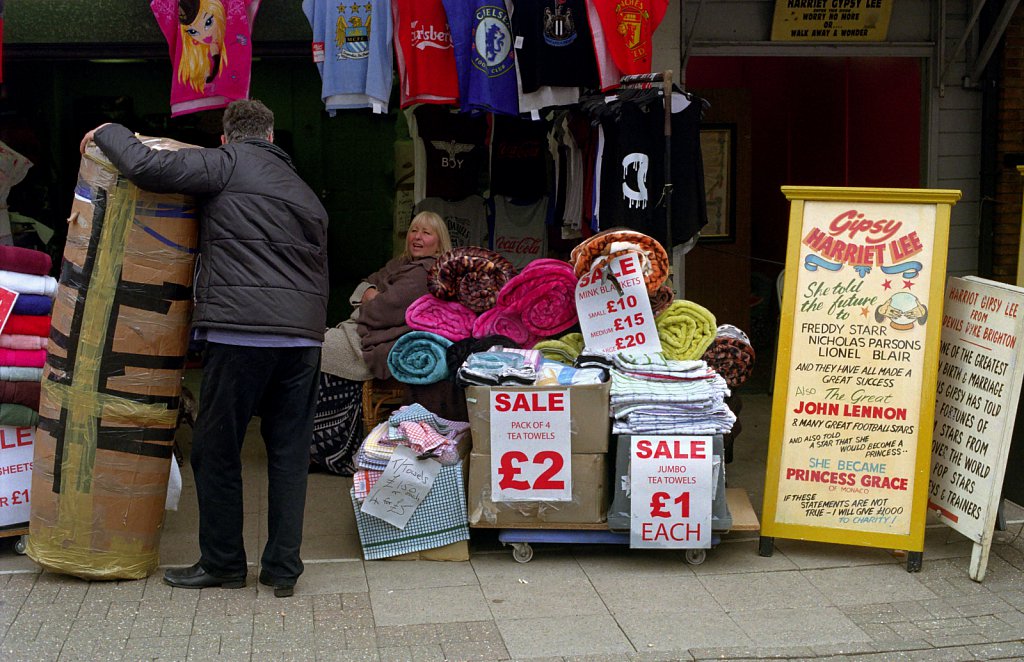 Traders on Regent Road in conversation